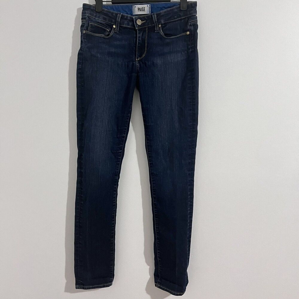 Paige Skyline Skinny Blue Jeans Size 27 Denim Dark Wash Essential Low Rise Basic